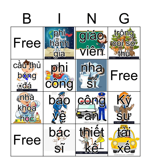 Nghề nghiệp - Occupation Bingo Card