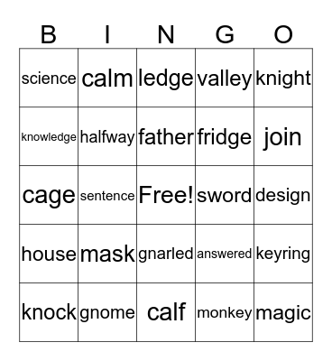 Bingo! Bingo Card