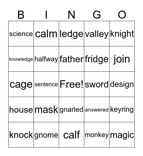 Bingo! Bingo Card