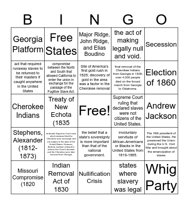 Civil War Bingo  Bingo Card