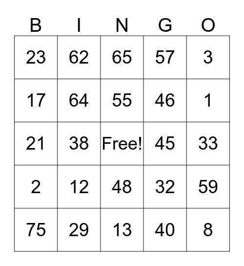 BCSSSD BINGO Card