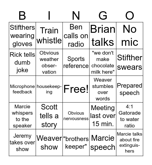 Morning Safety Bingo Card