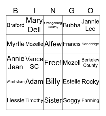 WINNINGHAM BINGO Card