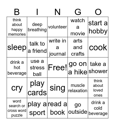 Coping Skills Bingo! Bingo Card