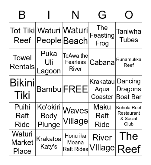 Finance Town Hall Volcano Bay Bingo Card