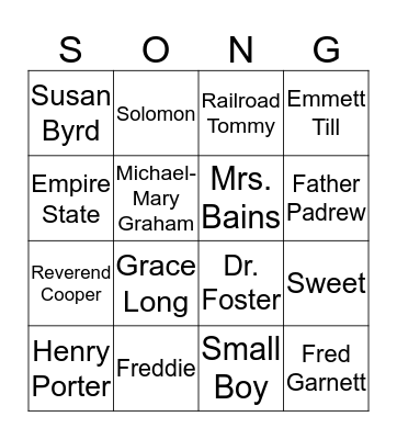 Song of Solomon Bingo Card