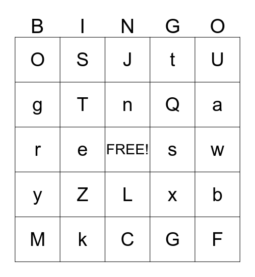 Alphabet Bingo Card