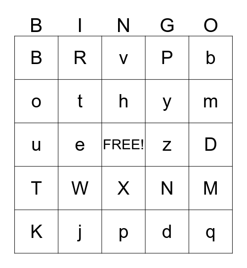 Alphabet Bingo Card