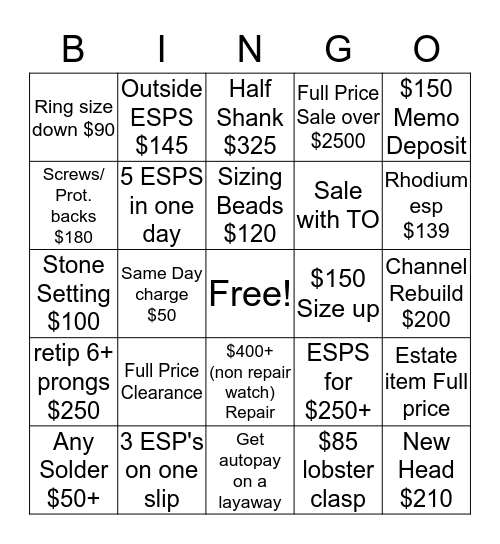 Kranich's Bingo Card