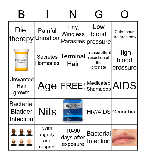 Skin, Reproduction, and Urinary fun! Bingo Card
