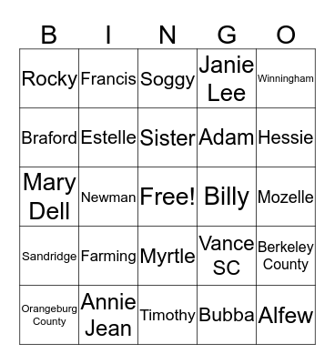 WINNINGHAM BINGO Card