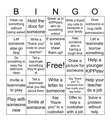 Random Acts of Kindness Bingo! Bingo Card