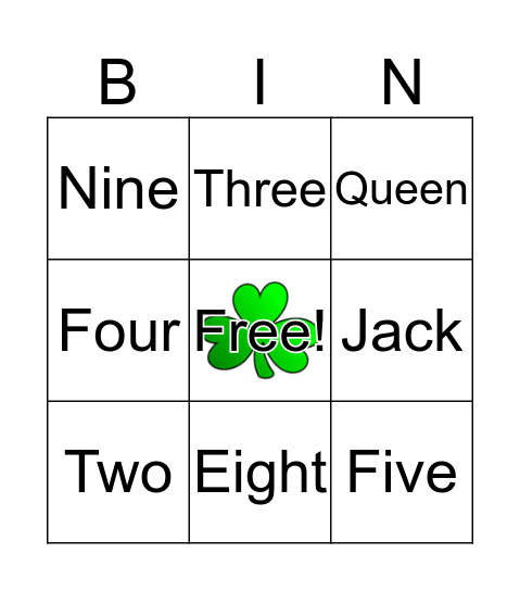 Luck of the Irish Bingo Card