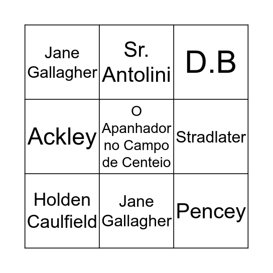 Bingo do Plano de Leitura Bingo Card
