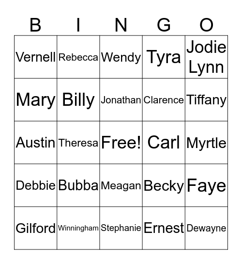 WINNINGHAM BINGO Card