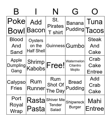 Mutiny Server Bingo Card