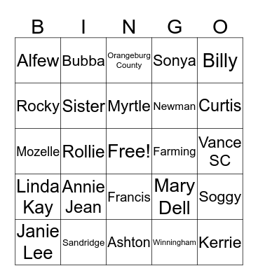 WINNINGHAM BINGO Card
