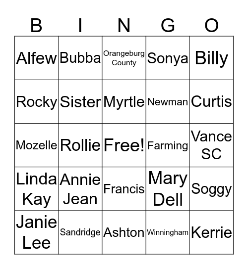 WINNINGHAM BINGO Card
