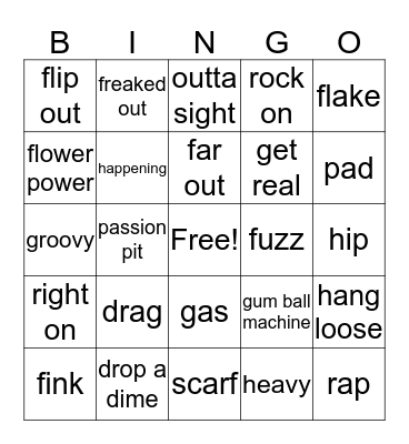 Groovy 1960s Bingo Card