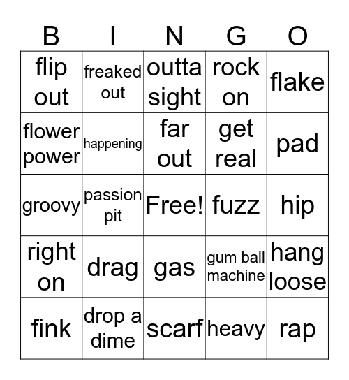 Groovy 1960s Bingo Card