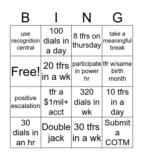 C&A Bingo Card