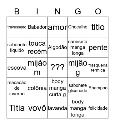 Bingo Revelação Bingo Card