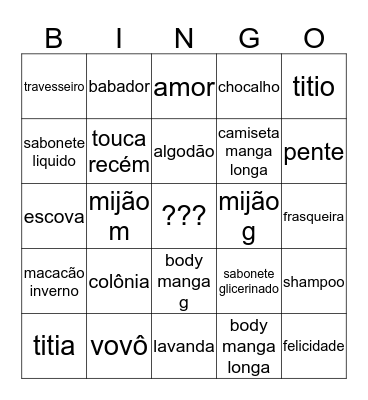 Bingo Revelação Bingo Card