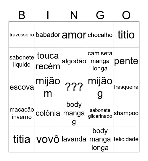 Bingo Revelação Bingo Card