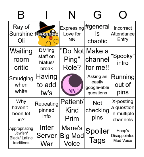 Nightshade Network Bingo Card