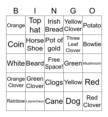 St. Patrick's Day Bingo! Bingo Card