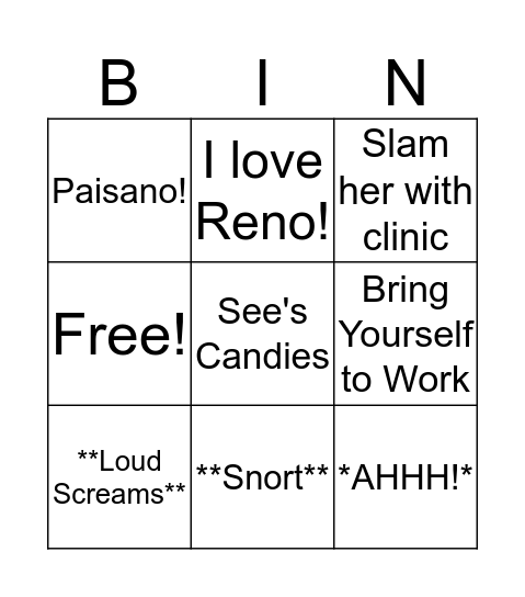 Things Reem Says Bingo Card