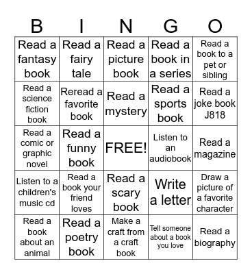 Children's Library Bingo Card