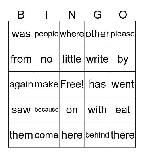 B Bingo Card