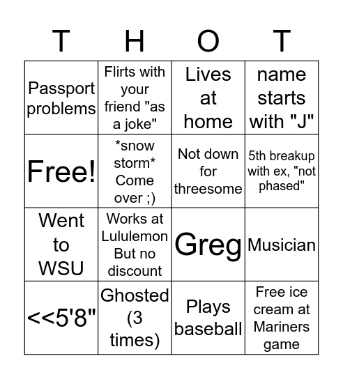 Eliza's Men Bingo Card