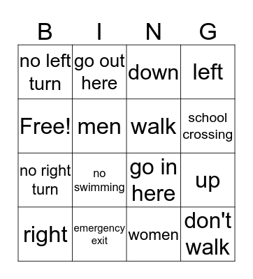 seeing signs Bingo Card