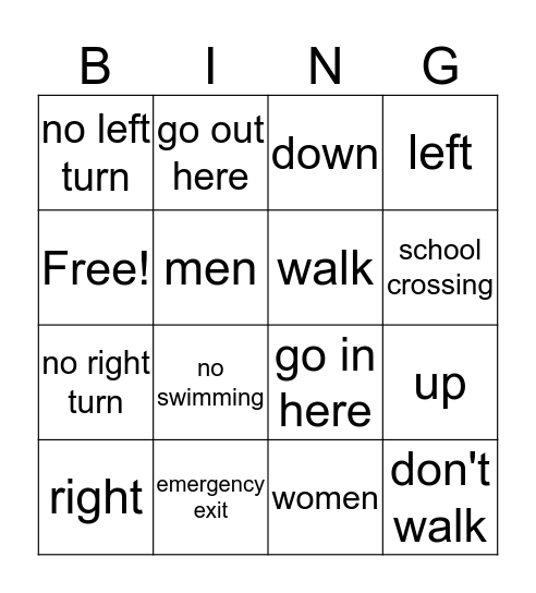 seeing signs Bingo Card