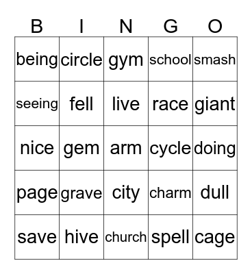 Year 2 spelling words weeks 2 & 3 Bingo Card