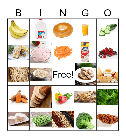 Food Group Bingo Card