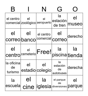 Community places Bingo Card