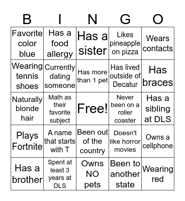 Classroom BINGO! Bingo Card