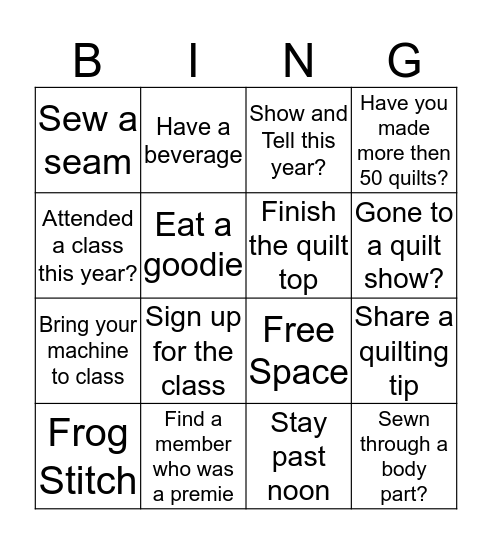 Bouncing Baby Bingo Card