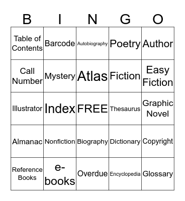 Library Bingo Card