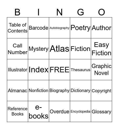 Library Bingo Card