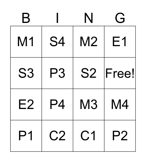 Job Levels Bingo Card
