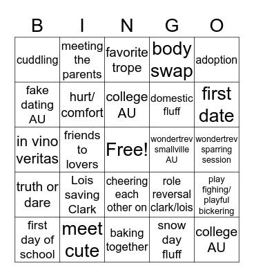 DC Bingo Card