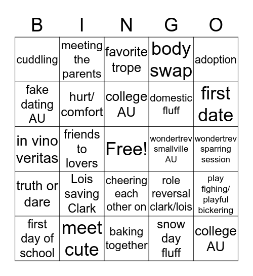 DC Bingo Card