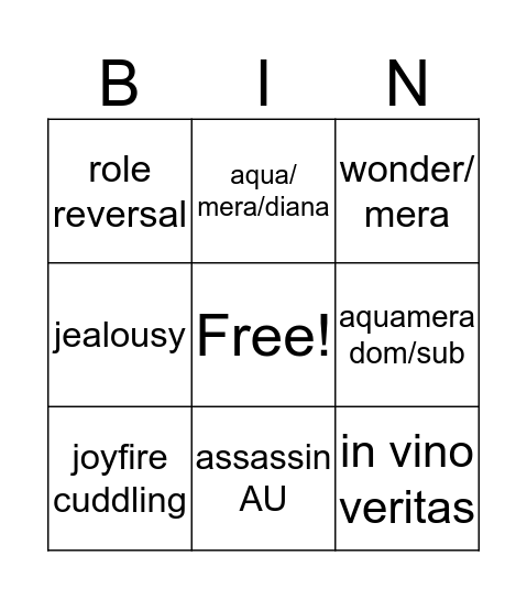 DC Bingo Card