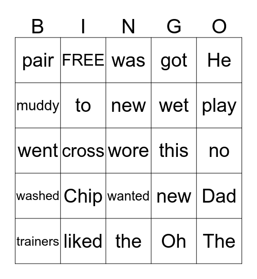 New Trainers Sight words Bingo Card