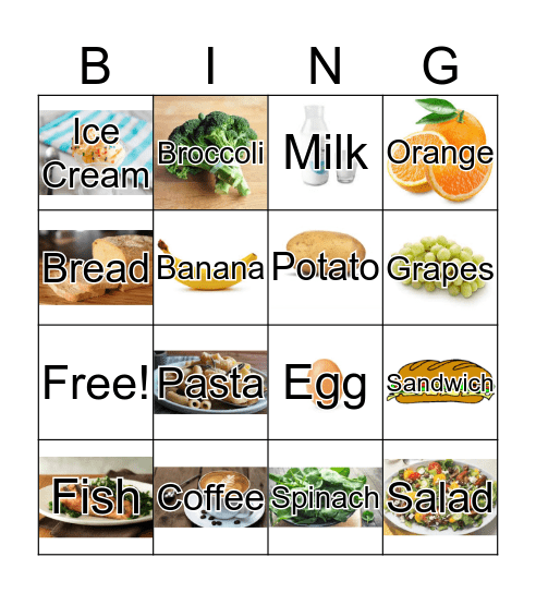 Food Bingo Card