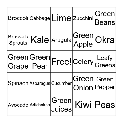 St Pats Day - Eat Your Greens Bingo!! Bingo Card